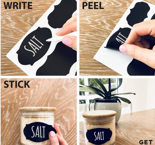 ستيكر ملصق اسود للكتابه على البرطمانات والعلب والب...