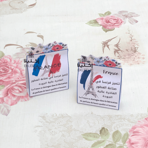 توزيعات بثيم ورقي عن فرنسا مع تعبيه ( 12 قطعه )