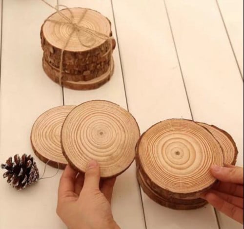 قاعدات جذع الخشب للتوزيعات والديكور والاكواب ( 12...