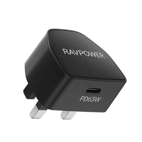 شاحن جداري راف باور بقوة 65 واط بمنفذ تايب سي - اسود