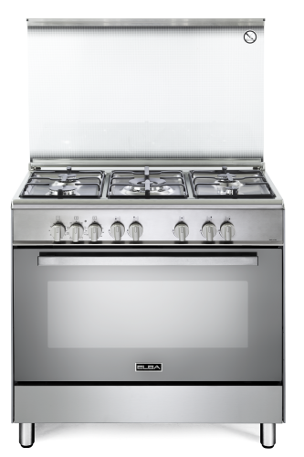 طباخ قائم 90 سم البا 5 عيون غاز 90 سم ستيل مع فرن...