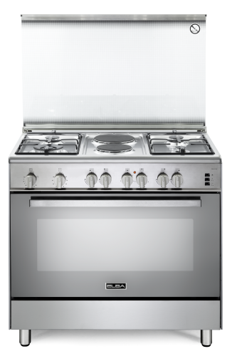 طباخ قائم 6 عيون 90 سم البا ستيل 4 عيون غاز + 2 كه...