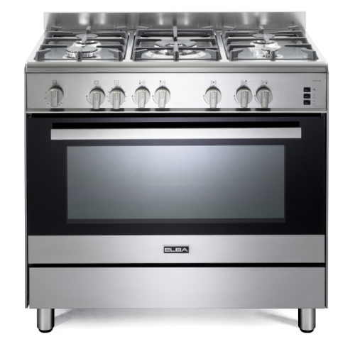 طباخ قائم 90 سم البا ستيل 5 عيون بدون زجاج علوي غا...