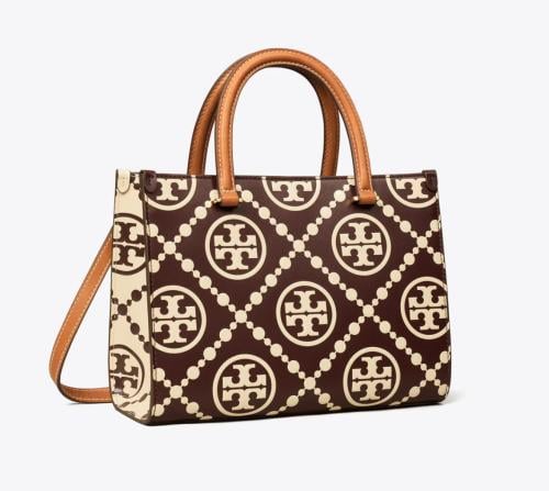 توري بورش T MONOGRAM TOP-HANDLE EMBOSSED TOTE