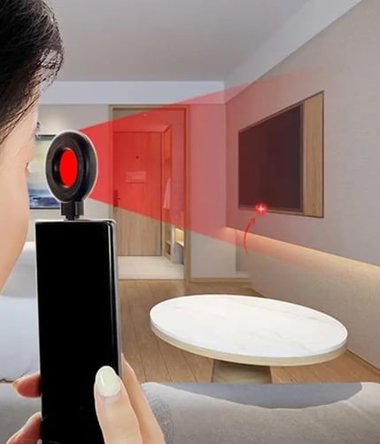 كاشف كميرا التجسس الخفيه بالاشعه تحت الحمراء يعمل...