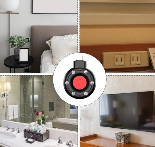 كاشف كميرا التجسس الخفيه بالاشعه تحت الحمراء يعمل...