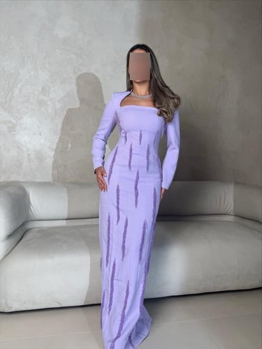 فستان كريب بلون اللافندر