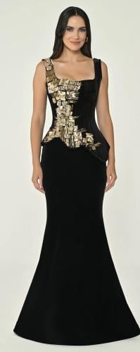 فستان سهرة مخمل قطعتين الفابيتا