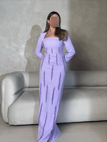 فستان كريب بلون اللافندر