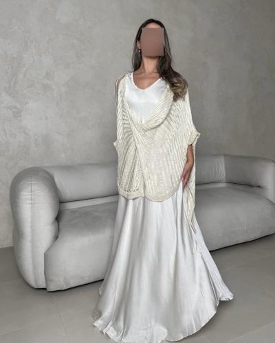 فستان كلوش شيفون حرير مع بلوزة محبوكة