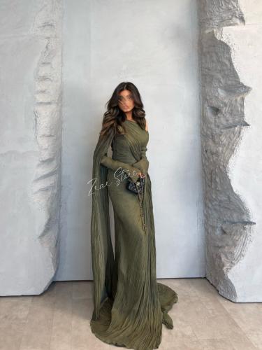 اوليڤيا فستان سهرة بلسيه بكيب وقفازات