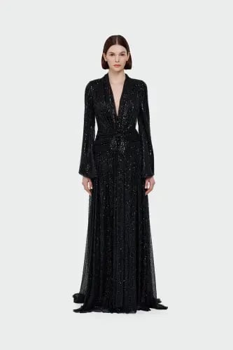 فستان سهرة ترتر اسود