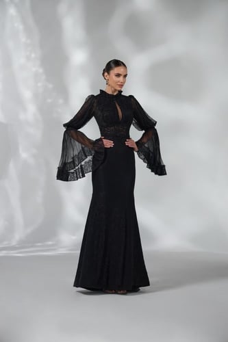 فستان سهرة دانتيل اسود