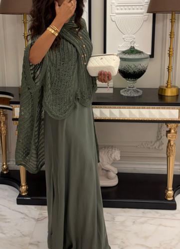 فستان كلوش شيفون حرير مع بلوزة محبوكة