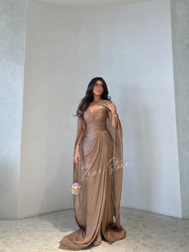 فستان برونزيا سهره بليسيه بكيب