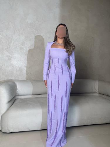 فستان كريب بلون اللافندر