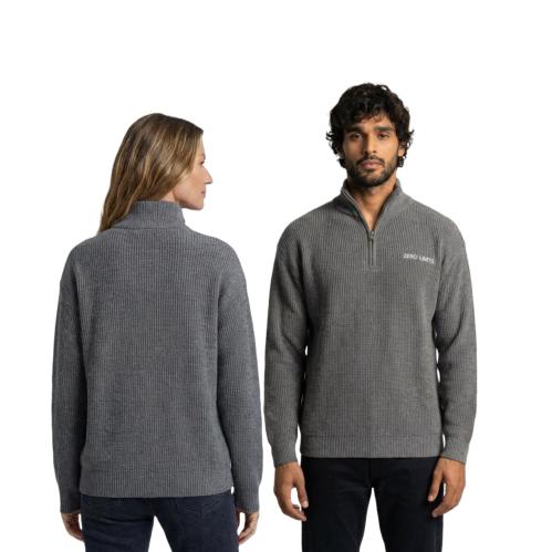 سترة تريكو رمادي اللون Knit Zip-Up Sweater