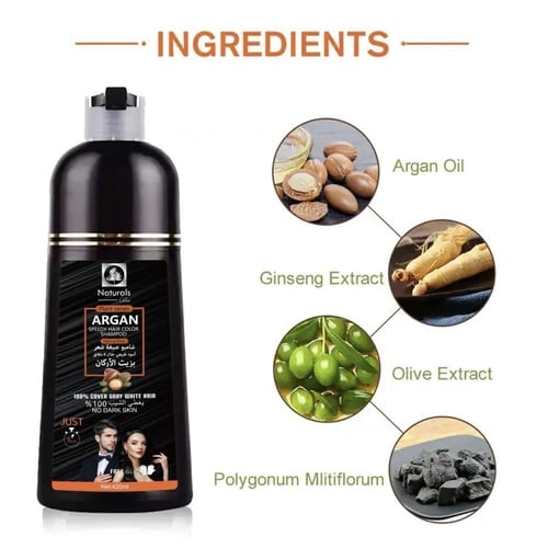 ناتشورال شامبو صبغة شعر بزيت الارغان 400 مل - أسود...