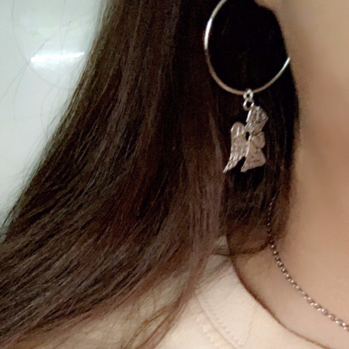 حلق فضي مع تشارم (انجل) الملاك | Silver earrings w...