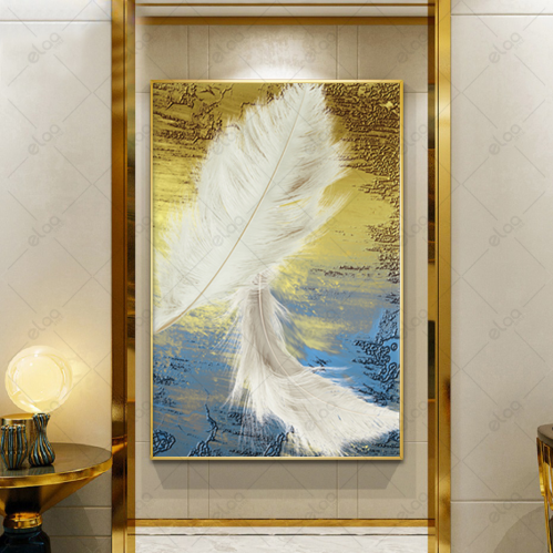 ريش ابيض بخلفية ذهبي وسماوي