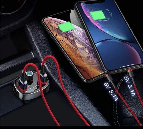 شاحن سيارة وقطعة بلوتوث 2 في 1