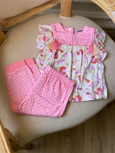 بجامة أطفال لطيفة قطعتين بطبعات الايسكريم والوان ط...