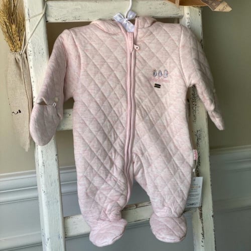 جاكيت كامل دافئ للرضع باللون الورديِ .