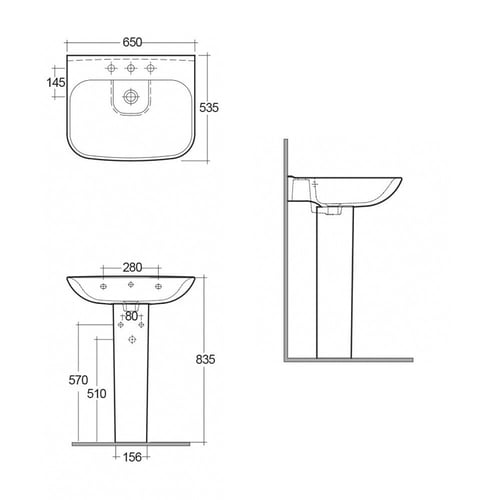 مغسله اورجين 65سم