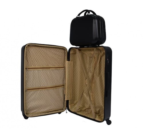 مورانو طقم شنط سفر فايبر بسحاب توسعة 4 قطع أسود