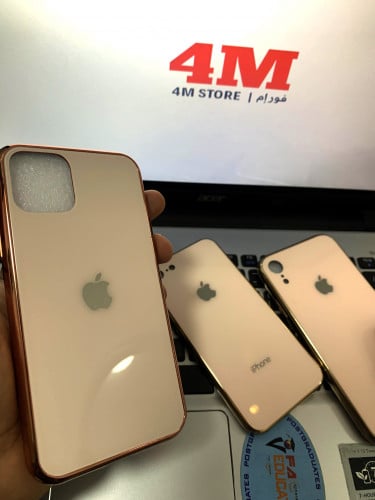 كفر ايفون زجاج روز قولد Rose Gold glass case