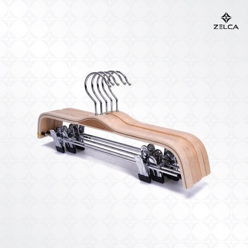 علاقة - علاقات ملابس خشبية منحنية مع مشبك ( 12 حبة...