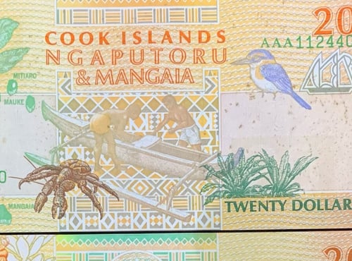 جزر كوك فئة 20 دولار اباوت أنسر ( تصبغات خفيفة سوء...