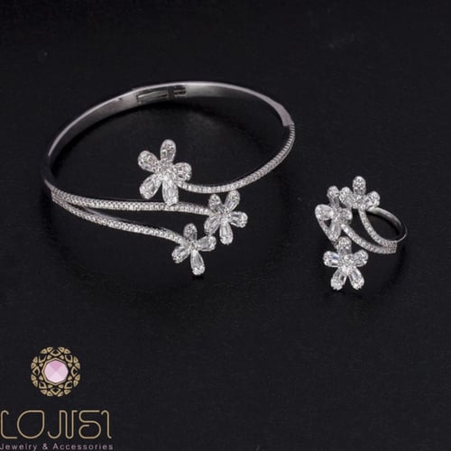 اسوارة وخاتم زركون مطلية