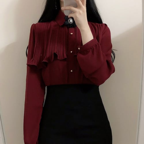 بلوزة شيفون احمر blouse17