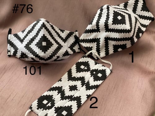 كمامة قماشية باللون الاسود و الابيض رقم #76