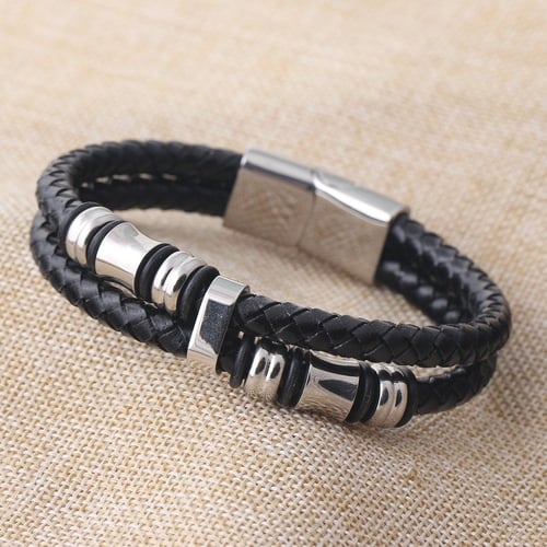 اسوارة رجالية فخمة جلد وستيل