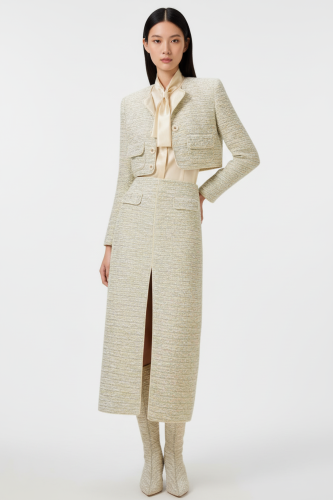 طقم جاكيت وتنورة توييد