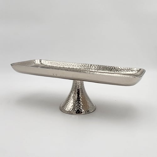 صينية تقديم مستطيلة بقاعدة مرتفعة ستيل فضي بابلز م...