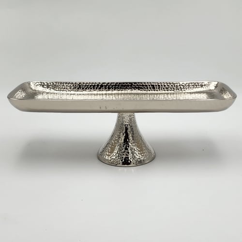 صينية تقديم مستطيلة بقاعدة مرتفعة ستيل فضي بابلز م...