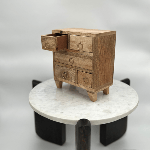 منظم خزانة أدراج خشبية صغيرة من المانجو بخمسة أدرا...