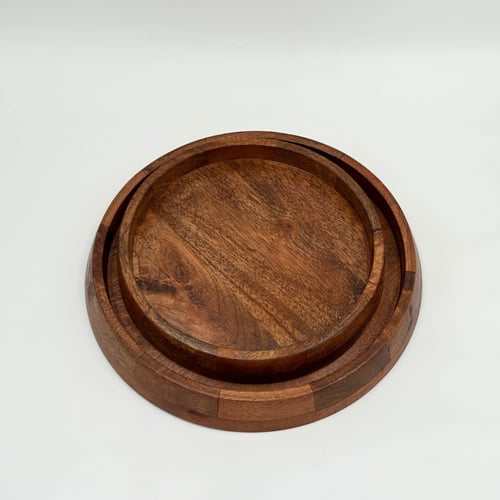 طقم طوفرية خشبي غامق – تصميم بسيط من قطعتين