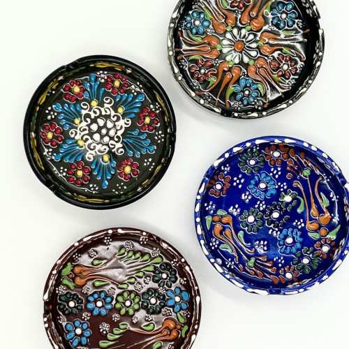 طفاية سجائر زجاجية بنقوش كلاسيكية – صناعة تركية -...