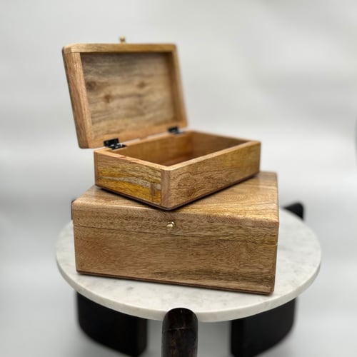 طقم صناديق خشب مانجو طبيعي للزينة والتخزين - طقم ص...