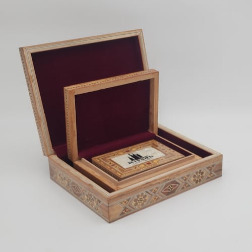 طقم 3 صناديق صناعه سورية مع قشرة خشب طبيعي وكتابة...