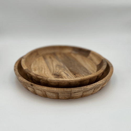 طقم طوفرية دائرية خشبية – تصميم فاخر بديكور متعرج