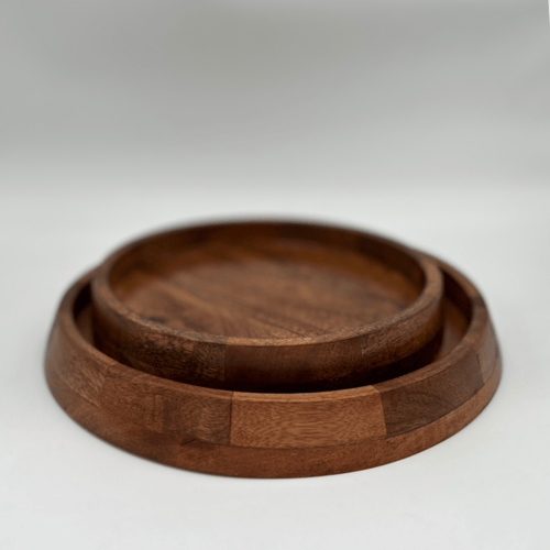 طقم طوفرية خشبي غامق – تصميم بسيط من قطعتين