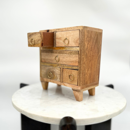 منظم خزانة أدراج خشبية صغيرة من المانجو بخمسة أدرا...