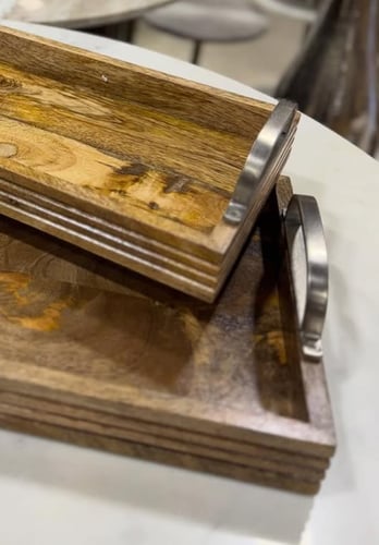 طقم صواني طوفريات ضيافة خشبية فاخرة للتقديم بمسكات...