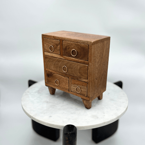 منظم خزانة أدراج خشبية صغيرة من المانجو بخمسة أدرا...