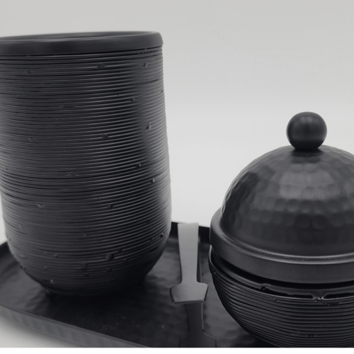 طقم مبخرة وعلبة عود وصينية ستيل أسود بتصميم موردن...